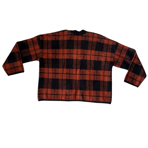 NWT Rails Colleen Rust Black Plaid Oversized V-Neck Sweater Size XL Reg. $268 - Picture 9 of 10